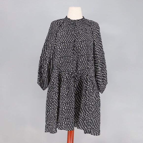 APIECE APART Laguna Mini Dress Polka Dot Black/White Lightweight Size L - Picture 7 of 10